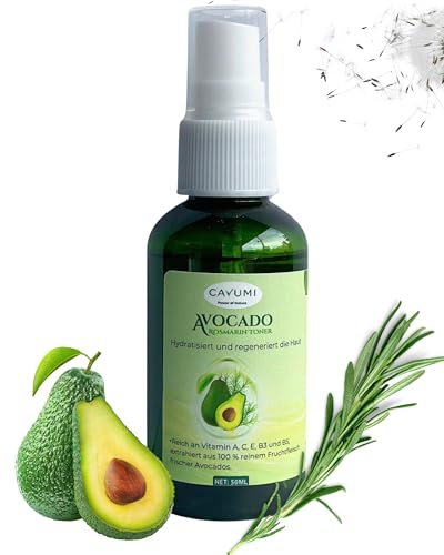 AVOCADO ROSMARIN TONER – Feuchtigkeit & Vitalität aus der Natur 100% Natur, vegan & tierversuchsfrei - Reich an Vitaminen für Problemhaut - Beruhigend & reinigend - 50ML