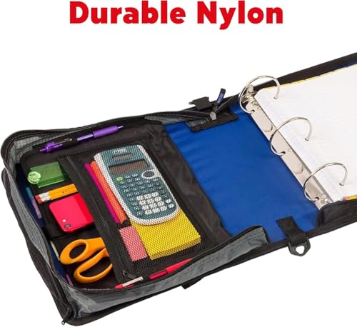 Pasta com zíper Case-it Mighty Pacote com 6 argolas de 7,6 cm com abas de 5 cores, pasta de arquivo