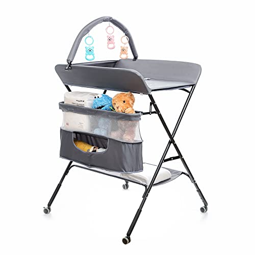 Ksitex Portable Changing Table For Baby Folding Baby Changing Station Diaper Changing Table Organizer With Large Storage Adjustable Height #TOP9