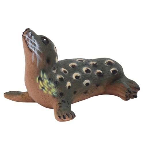 Gemini&Genius Spotted Seal Animals Action Figure Toys for Kids Sea Lion Figure (Looking Up Seal)