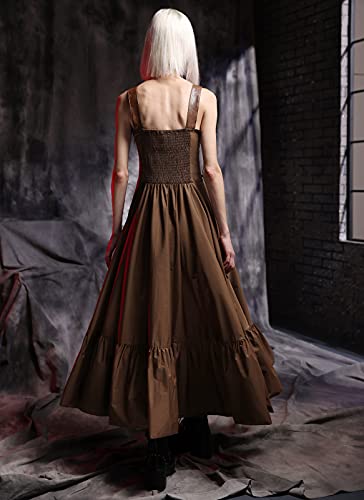 Scarlet Darkness Women Steampunk Costume Victorian Gothic High-Low Hem Ruffled Dress 2Xl Brown #TOP4