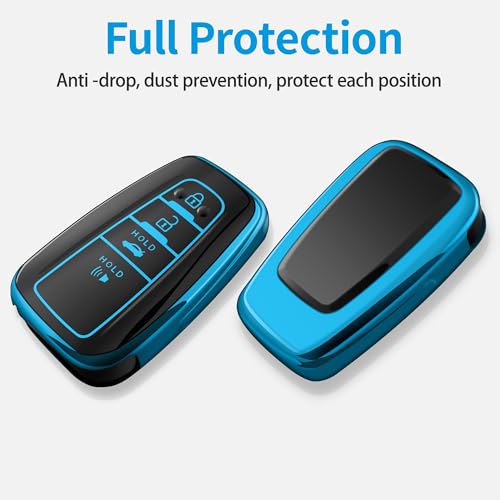 Funda para llave de Toyota accesorio protector de TPU azul compatible con Corolla y C-HR 3