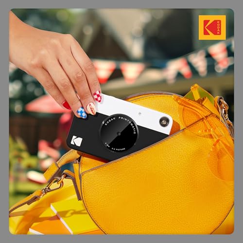 Image of KODAK Printomatic Full-Color Instant Print Digital Camera, Zink 2x3 inch (5.1x7.5 cm) Sticky-Back Photo Paper, 5MP, Portable, Creative Fun Gift for Birthday, Christmas, Holiday, Black