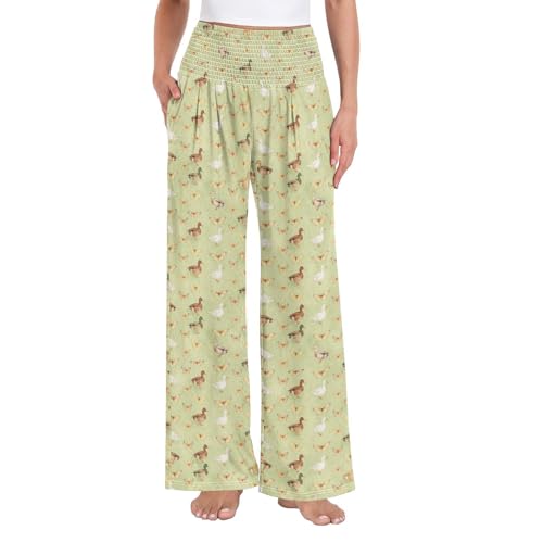 Pantalon Palazzo à motif original canard et papillon meadow avec poches latérales pratiques