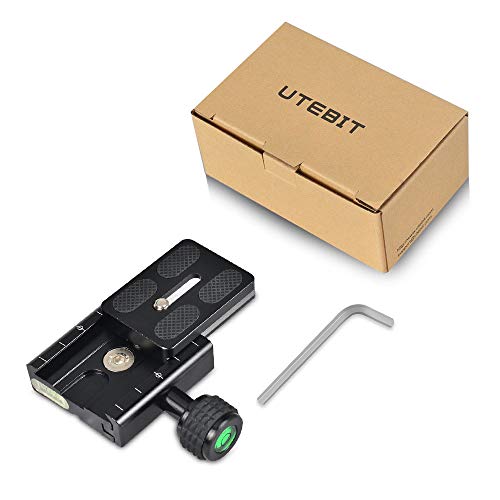 Utebit 50Mm Arca Swiss Quick Release Plate Aluminum Qr Clamp Adapter Set With 3/8"&1/4" Screw Hole And Built-In Bubble Level Compatible With Manfrotto Dslr Camera Tripod Ball Head Monopod #TOP6