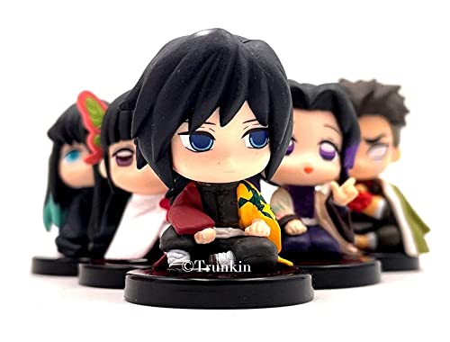 Image of Trunkin Demon Slayer Figure Chibi Small Action Figures 5 Pcs Set Model B 2-3 Inches Kimetsu No Yaiba Action Figurines Small Sitting Set,Multicolor