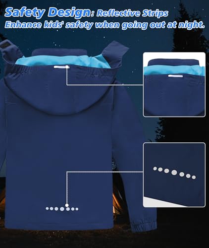 Image of Boys Rain Jacket Kids Lightweight Rain Jackets Waterproof Hooded Windbreaker Outdoor Coats for Boys Girls