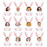 Spakon 50 Pcs Easter Bunny Cutouts Rabbit Mask Bulletin Board Bunny DIY Paper Cut Outs with 100 Pcs Glue Points for DIY Craft Easter Classroom Decoration Party Favor