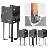 DIY DECK Supporto per pali in acciaio inox resistente, a forma di U, per recinzioni e gazebo in legno (4, nero, 6 x 6)
