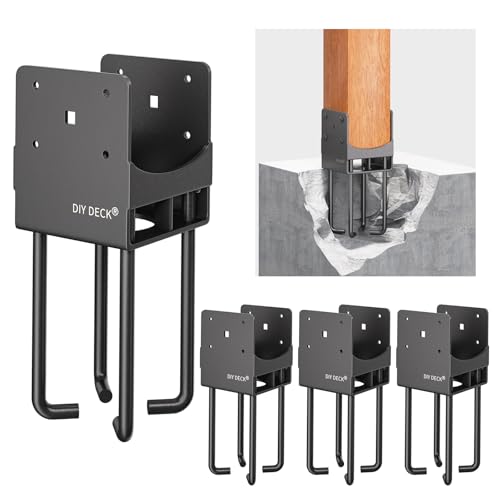 4Pack Heavy Duty Stainless Steels U-Shape Wet Concrete Fence Post Holder 6"x6" (Actual 5.5 "x5.5) Base Anchor Bracket with Air Flow Channel for Terrace Post Base,Fences, Wood Pergola [Patent Pending]