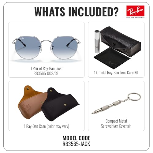 Image of Ray-Ban RB3565 JACK Square-Round Shaped Sunglasses for Men & Women with Official RAYBAN Eyewear Kit
