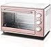 DERUKK-TY Mini piekarnik, do gospodarstwa domowego, mała, wielofunkcyjna maszyna do pieczenia pizzy i ciasta, pojemność 30 l, stal nierdzewna, 60-250C, regulacja temperatury, 60 minut, timer, wielofunkcyjny różowy