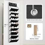 WERNNSAI Over The Door Shoe Organizer with Clear Curtain Dustproof, 9-Shelf Shoe Rack, Deep Pockets Large Hanging Shoes Rack for Closet Door Dorm Bedroom Guest Room Black - Image 3