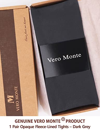 VERO MONTE 1 Pair Opaque Fleece Lined Tights For Women Winter Pantyhose (GREY)