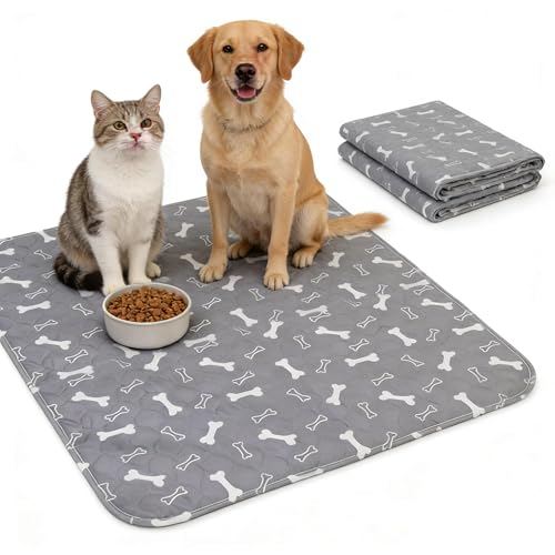Washable Reusable Pet Training Pads, Non-Slip Leakproof Dog Pee Mat with Pheromones, Odor Resistant Absorbent Pad for Dogs and Cats (S: 15.7" × 23.6")