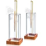 Yaomiao 2 Pcs Incense Holder for Sticks with Removable Glass Ash Catcher Modern Incense Burner Anti
