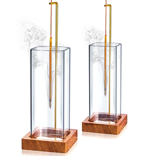 Yaomiao 2 Pcs Incense Holder For Sticks With Removable Glass Ash Catcher Modern Incense Burner Anti Ash Flying Incense Stick Holder For Burning Home Decor Yoga Meditation #TOP22