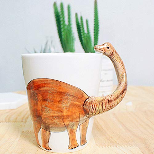 luckyse Dinosaur 3D Ceramic Mug, Long necked dragon Handle Novelty Animal Cup Gift for Christmas, Thanksgiving Day, Mother's Day, Father's Day (Dinosaur) - Thumbnail 5