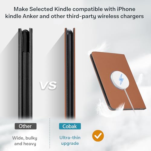 Image of CoBak Stand Case for 7 inch Kindle Paperwhite 12th Gen 2024 and Kindle Colorsoft with Hand Strap - Compatible with iPhone MagSafe, for Samsung /Belkin /Anker Wireless Charging Pads, Durable, Auto Sleep Wake