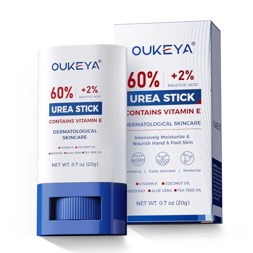 OUKEYA Urea Cream Stick 60% with 2% Salicylic Acid | Intensive Urea Foot Cream to Soften Extremely Dry Cracked Heels & Rough Skin 0.7oz