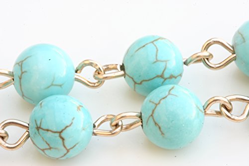 Magnesite Turquoise Blue Gemstone Catholic Prayer Rosary/Rosario accented with Magnesite Turquoise Blue Gemstones and Austrian Crystals