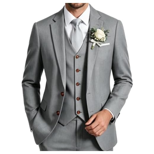 Mens Grey Linen Suit Groomsmen Beach Wedding Dress Tuxedo Suit Size S