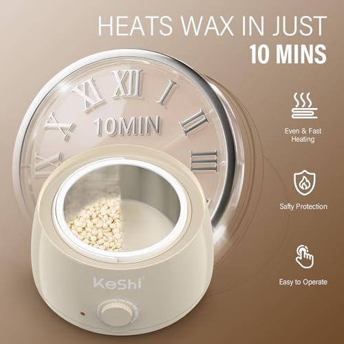 Image of KeShi Waxing Kit, Painless Hair Removal Wax Warmer with 6 Bags Wax Beans(Ivory)