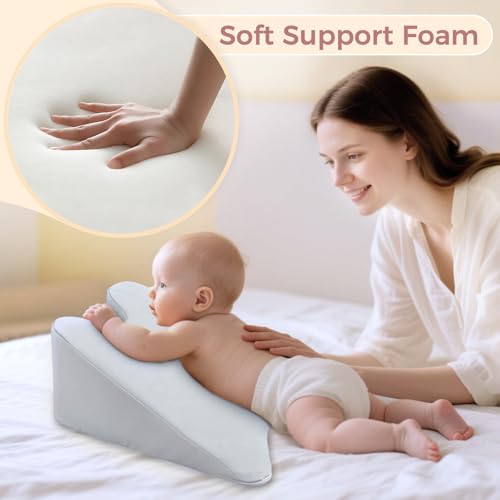 Image of EKEPE Nursing Reflux Prop for Baby Gas, Colic Relief & Burp, Tummy Time Mat for Feeding, Neck, Shoulder and Body Support, Activity Support for Newborns and Infant 0-12 Months - Grey