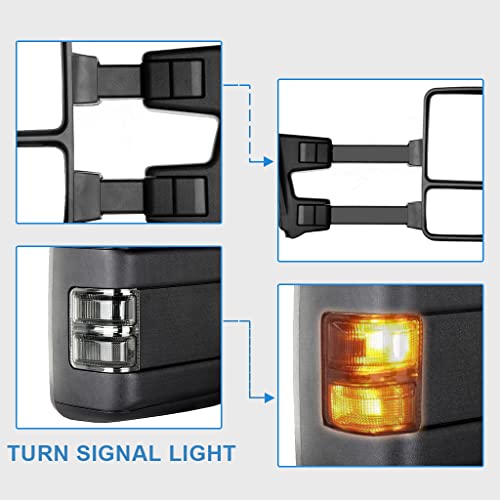 Eccpp Towing Mirror, Left Driver Side Exterior Automotive Mirror With Power Heated Turn Signal Convex Glass Manual Folding Telescoping Fit For Ford For F250 For F350 For F450 For F550 Super Duty #TOP4