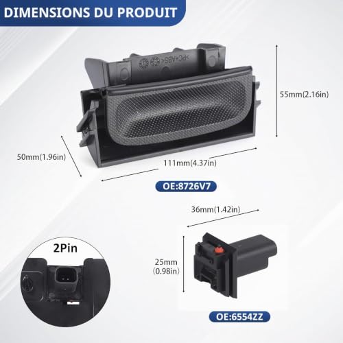 Amagogo Interrupteur Commande Hayon Poignée pour Peugeot 206 207 307, Poignée de Déverrouillage Coffre avec Bouton-Poussoir, Remplacement d'Origine, pour Réparation Accès Coffre, Installation Facile – vue 5