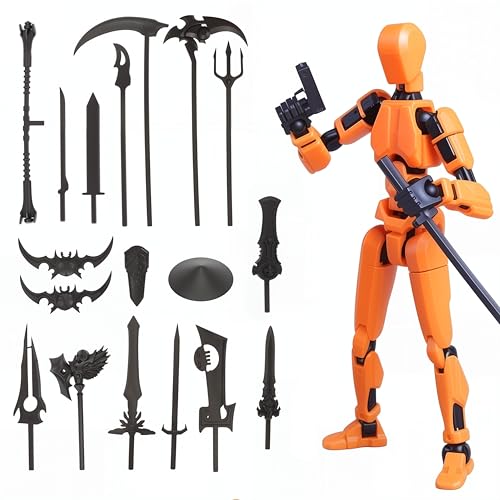 YUPZAR 1 Pieza Figura de Acción 3D Invencible + Paquete de Armas Añadido, Figura con Múltiples Articulaciones, Decoración de Escritorio, Con Tipos de Armas Tipos de Manos, Para Niños Adultos (Naranja)