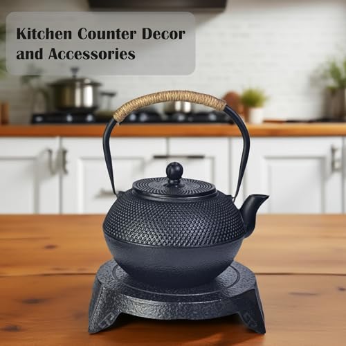 Cast Iron Trivet for Tea Kettle or Teapot, Kitchen Counter Decor and Accessories Heat Resistant Holder for Dishs, Pots or Pans, Holder Pads for Tea Table and Countertop (Dark Coffee, 6.9", Round) by SECHUDO - Used condition - Image 2