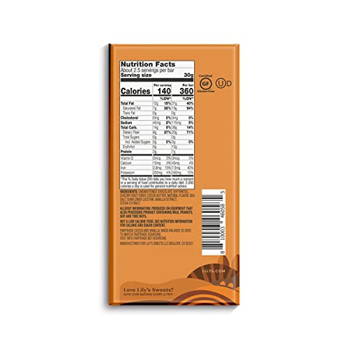 Lily's Salted Caramel Extra Dark Chocolate Style, Individually Wrapped, Gluten Free, Bulk No Sugar Added Sweets Bars, 2.8 Oz (12 Count) #TOP1