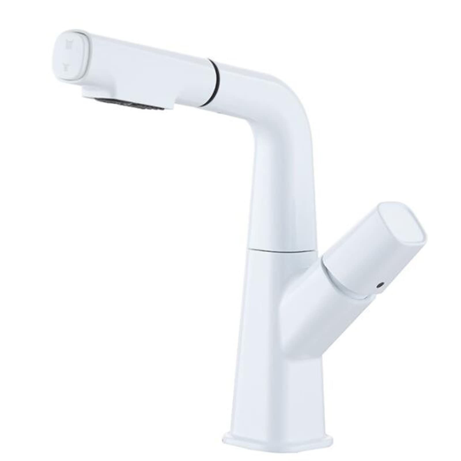 VDOQTLJT Basin Faucet with Pull Out Spray Single Hole Hot and Cold Water Brass Swivel Retractable for Bathroom Sink-Grey(Nero)