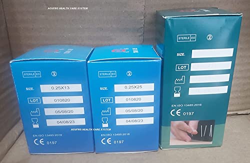 Dry Needling Acupuncture Needles Tube Pack .25x13 mm.25x25 mm.25x40 Size 3 Box 300 Needles Combo