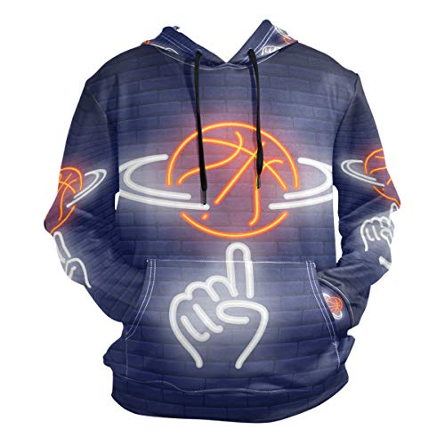 Arte Neón Baloncesto Sudadera con Capucha para Hombre Mujer 3D Impresión Hoodies Mangas Largas Sweatshirt Sweat Sudaderas Pullover Cover