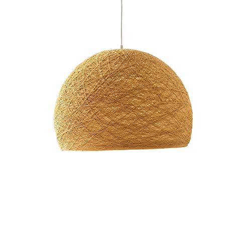 Lampe HALF SPHERE camel en suspension artisanale au design minimaliste
