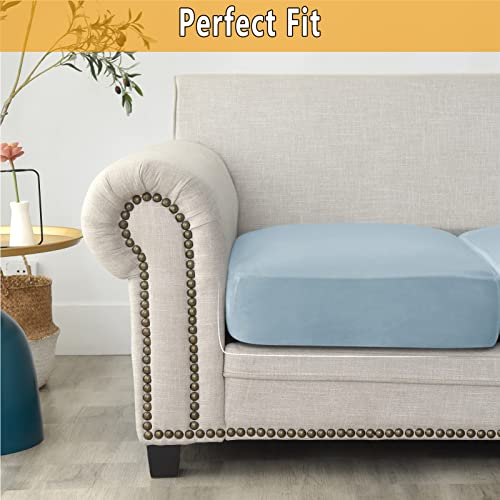 Housse de coussin de canapé en velours extensible bleu clair - Lot de 3 pièces - 6