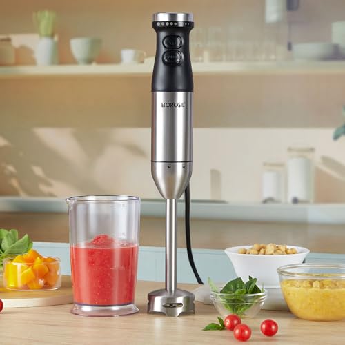 Image of Borosil SmartBlend Hand Blender | BIS Approved Made in India | Powerful 800W DC Motor | 750 ml Beaker | Variable Speed Control | SS 301 Blade & Detachable Steel Blending Rod | 2 Years Warranty