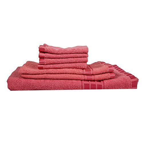 Juego de toallas de baño de algodón rosa de 7 piezas para equipar tu hogar, Toalla-Ley-048