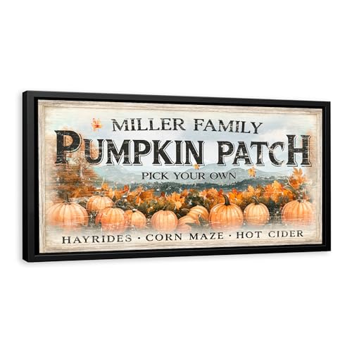 Awesometik Personalized Pumpkin Patch Canvas Sign Wall Art – Rustic