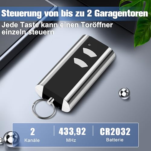 pepape 2 Stück Garagen-Fernbedienung für Normstahl Entrematic RCU 433-2, RCU 433-4, EA433 2KM, EA433 2KS, T433-4, Kompatibel mit Crawford Normstahl 433.92 Rolling Code Garagentor Handsender