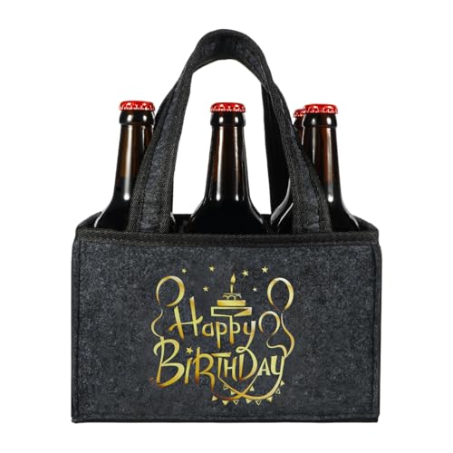 Senken Happy Birthday Herrenhandtasche Bier,Geburtstagsdeko,Biergeschenke für Männer,Geburtstag Geschenk,Männergeschenke,Lustige Geschenke für Männer,6 Flaschenträger