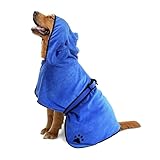 COMFPET Dog Bathrobe for After Bath, Dog Towel for Pet Shower & Bath, Hooded Robe for Cats and Dogs of All Breeds, Absorbent Towel, Extra Large(Blue)