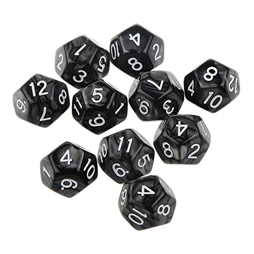 MagiDeal Multi-Sided Dices Gem Polyhedral Dice Set for D&D TRPG Cup Games (10 Pack D12)