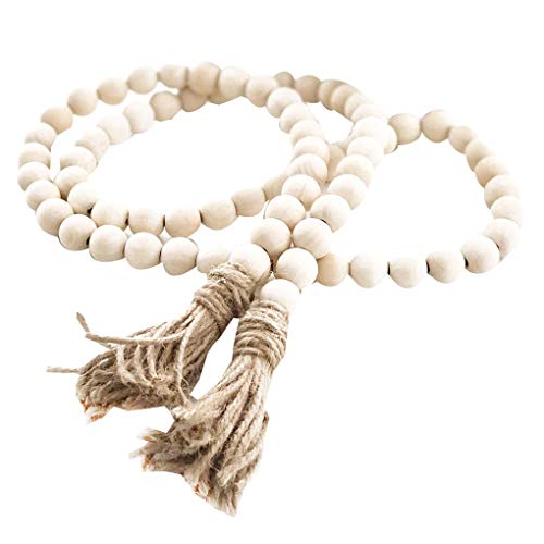Rekkle Holzperle Garland Farmhouse Rustic Country Tassle Gebet Wandbehang Dekorationen Perlen Wandbehang Schmuck Cover