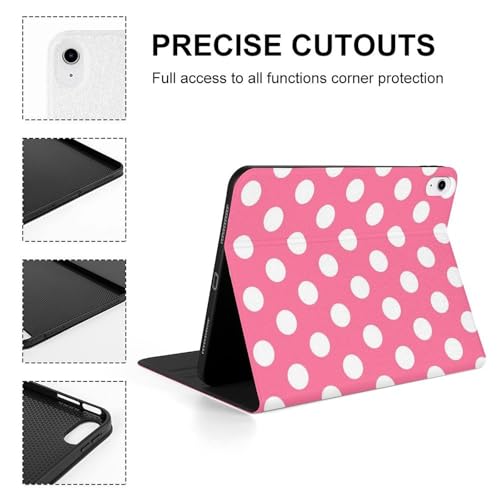 Coque iPad 10e génération antichoc fine rose à pois avec support - 4
