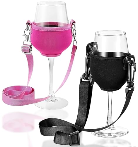 EUYKQNOI 2 Pièce porte gobelet cou,porte gobelet festival Porte-verres,porte verres,porte gobelet tour de cou Porte-Verre à Vin pour Cou avec Lanière Support,Support de Verre à Vin à Porter Autour du