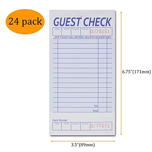 Carnet de commande serveuse restaurant bloc-notes de 15 lignes 24 pces