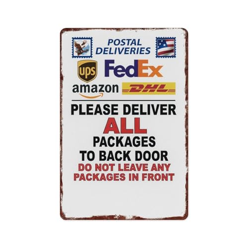 8x12 Inch Aluminum Metal Sign, Postal Deliveries UPS FedEx Amazon